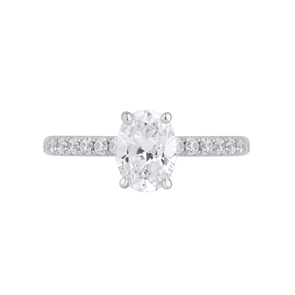 1.35 Ct 925 Sterling Silver Oval Cut Hidden Halo Diamond Ring
