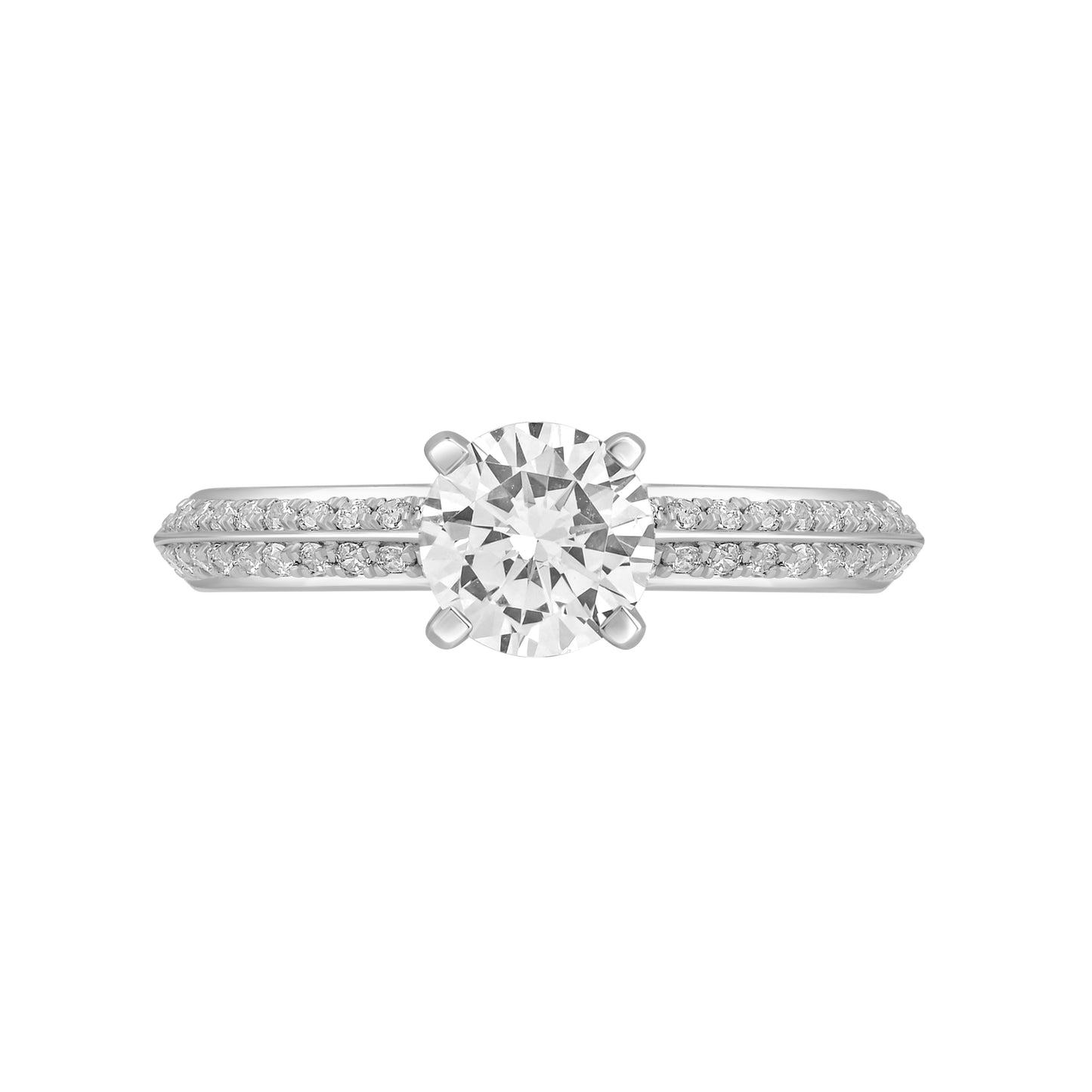 1.25 Ct 925 Sterling Silver Solitaire With Side Accent Diamond Ring