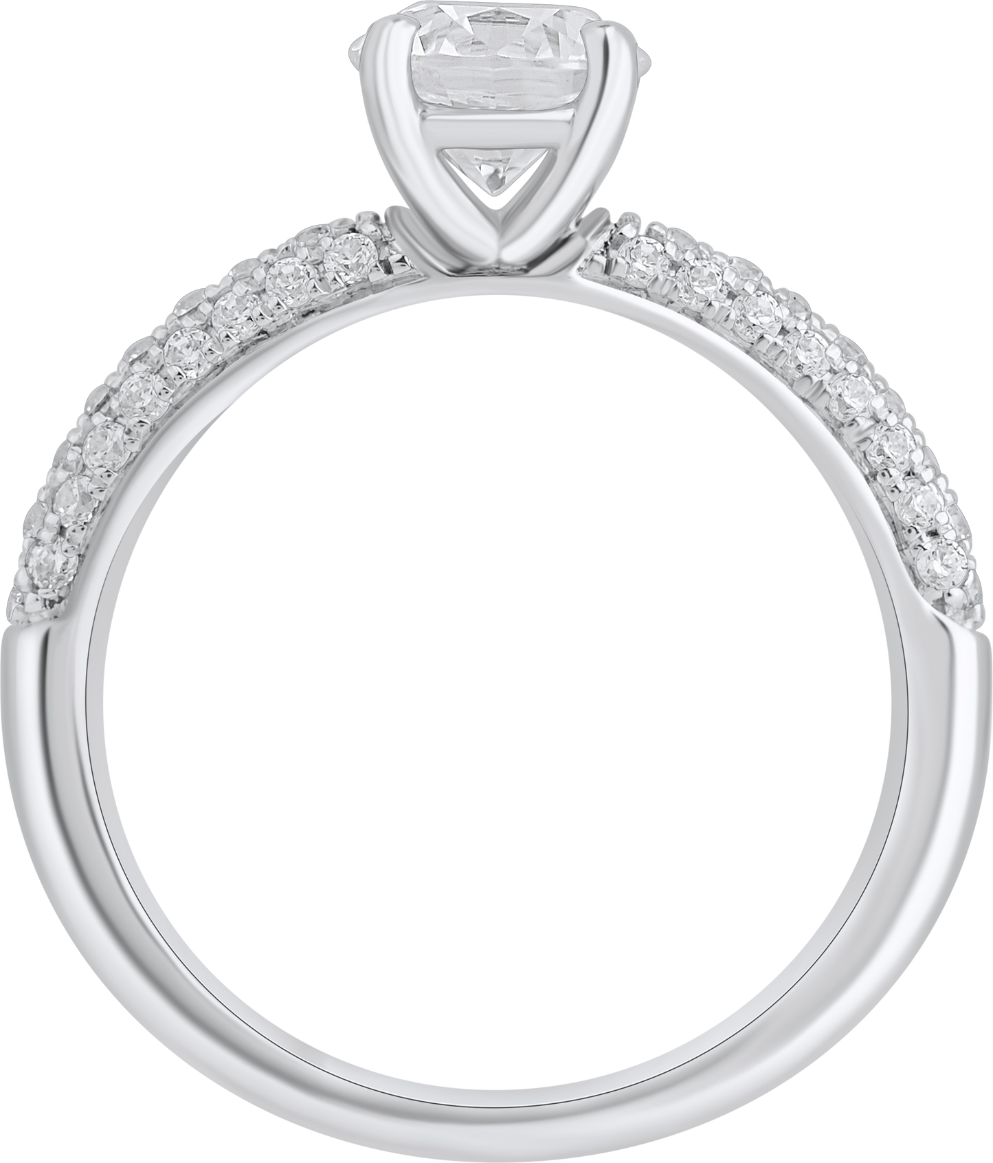 1.40 Ct 925 Sterling Silver Solitaire Pave Set Accent Diamond Ring
