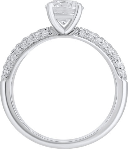 1.40 Ct 925 Sterling Silver Solitaire Pave Set Accent Diamond Ring