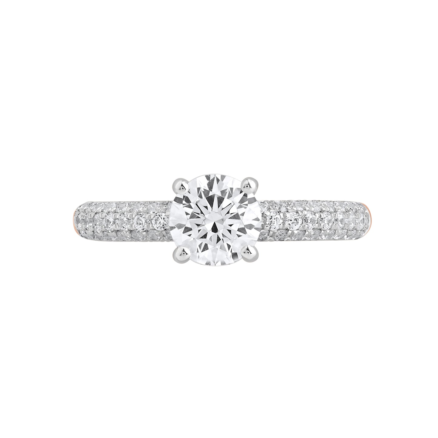 1.40 Ct 925 Sterling Silver Solitaire Pave Set Accent Diamond Ring