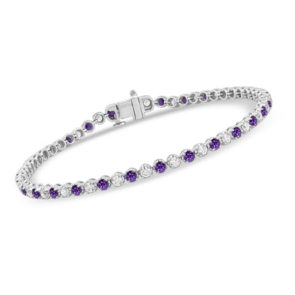 2.80 Ct Round Cut 10K Gold Amethyst Birthstones Tennis Bracelets