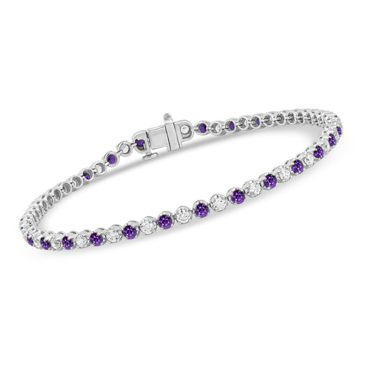 2.80 Ct Round Cut 10K Gold Amethyst Birthstones Tennis Bracelets