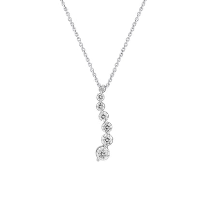 0.75 Ct Diamond 925 Silver 7 Stone Journey Pendant Necklace