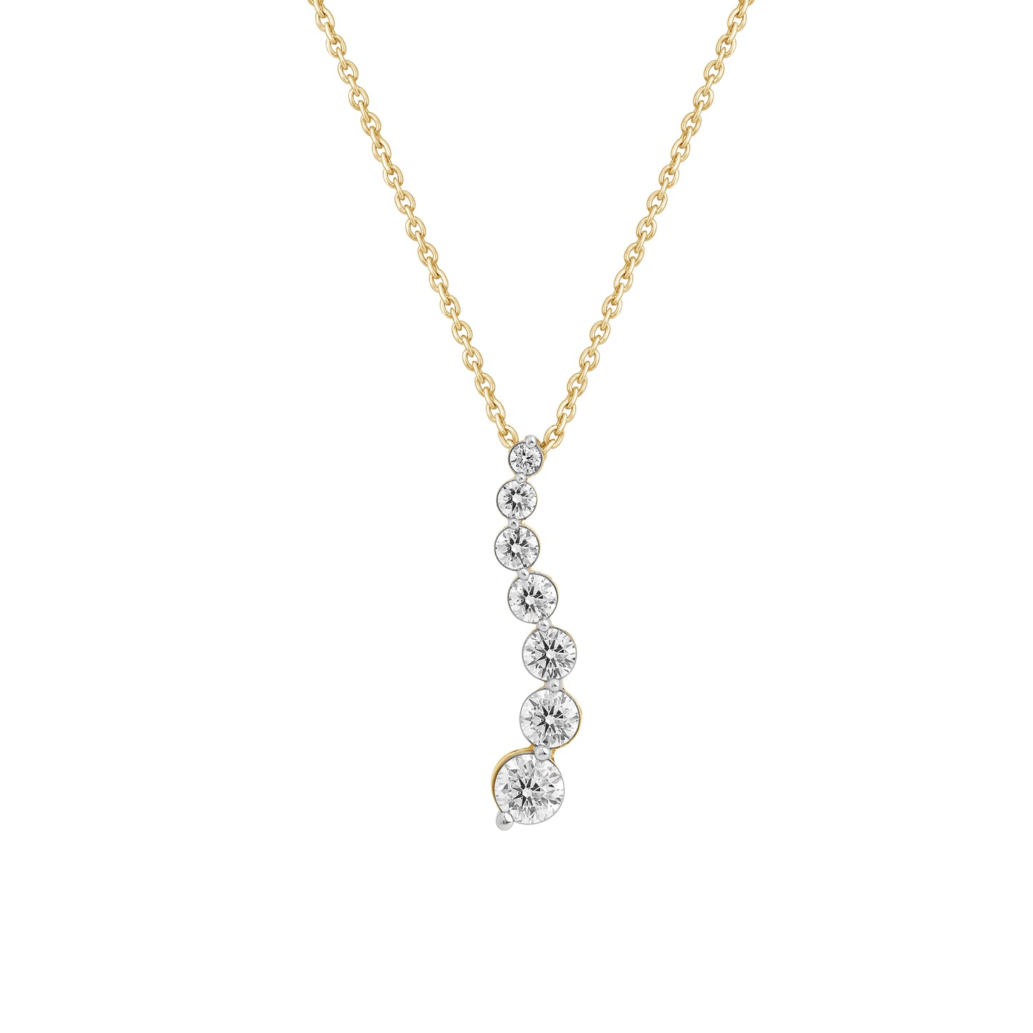 0.75 Ct Diamond 925 Silver 7 Stone Journey Pendant Necklace