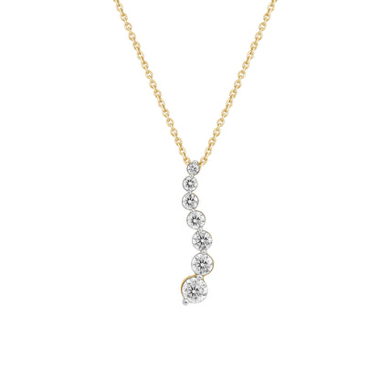 0.75 Ct Diamond 925 Silver 7 Stone Journey Pendant Necklace