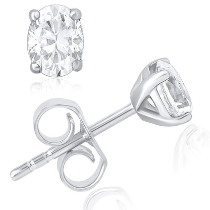 Oval Cut Lab Grown Diamond Solitaire 14K Gold Stud Earrings