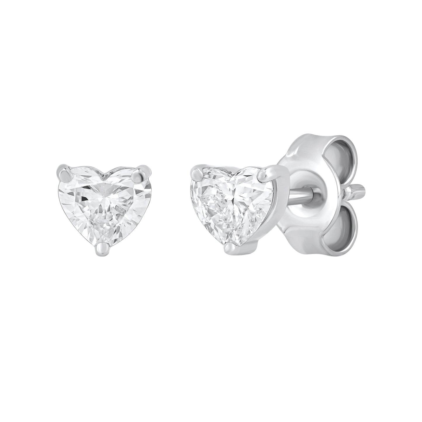 0.50 To 1.00 Ct Heart Cut Diamond Solitaire Stud Earrings in 14K Gold