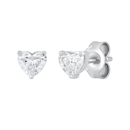 0.50 To 1.00 Ct Heart Cut Diamond Solitaire Stud Earrings in 14K Gold