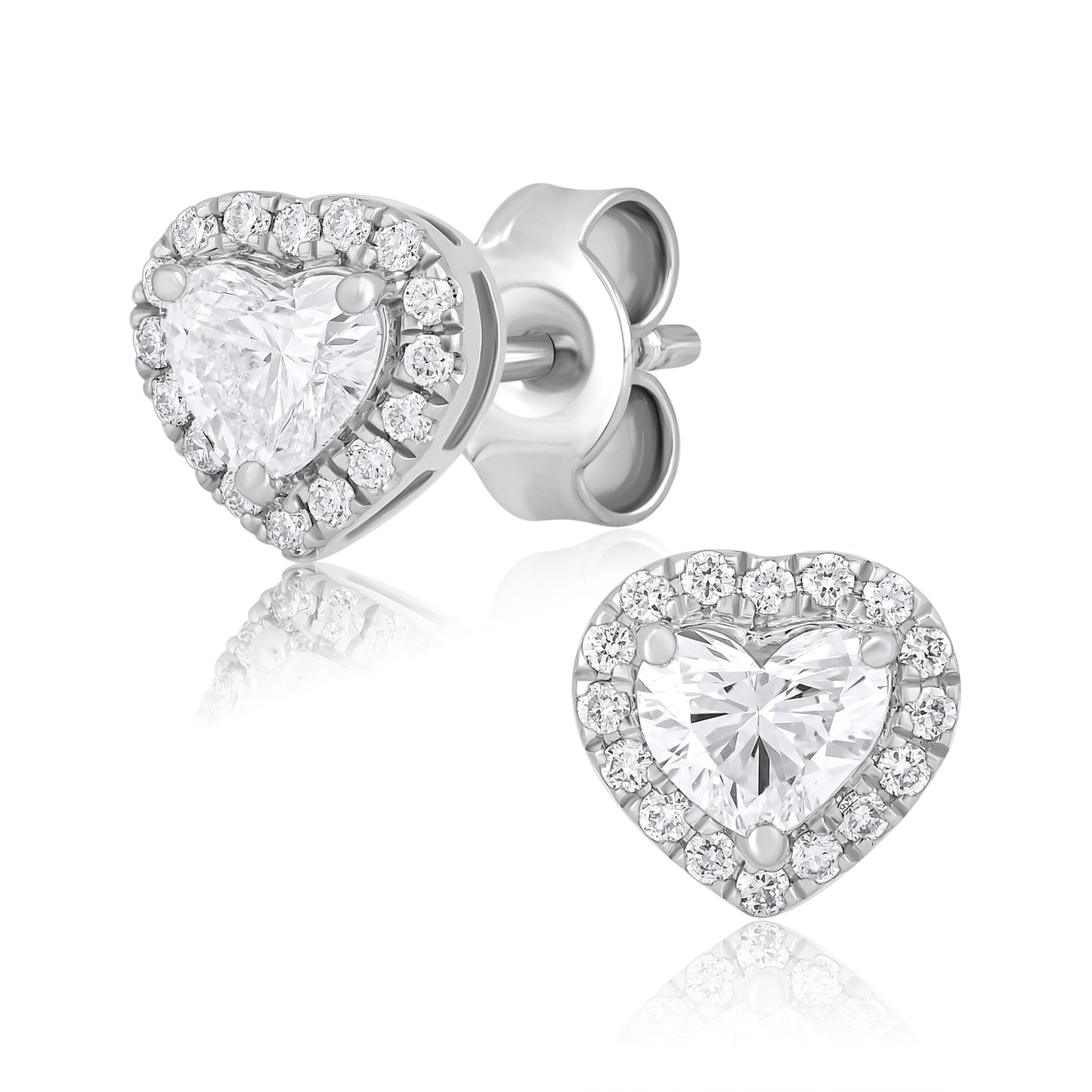 Heart Shape Lab Grown Diamond Valentines Halo Stud Earrings