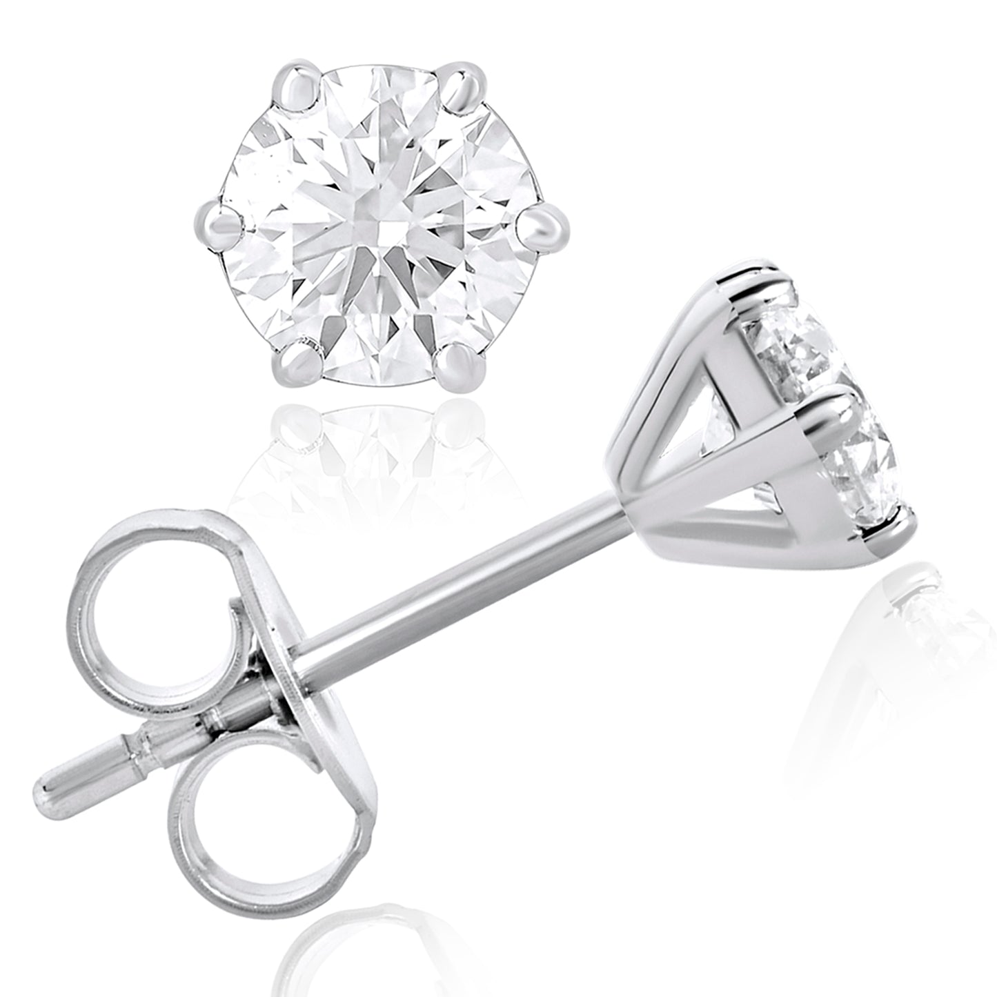 0.50 Ct Round Cut Diamond Solitaire Stud Earrings in 14K Gold