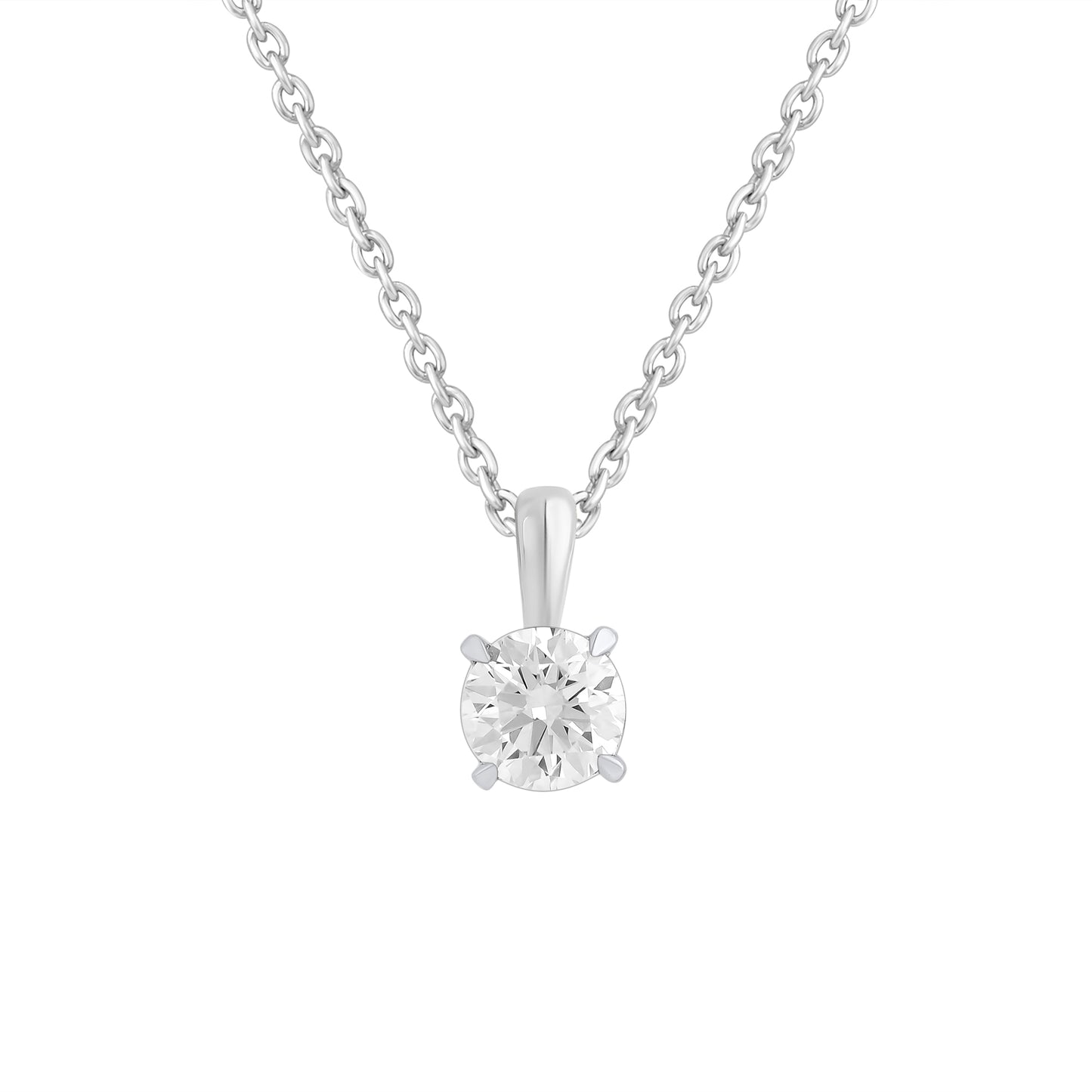 0.5 to 1 Ct Round Cut Lab Grown Diamond Solitaire Pendant Necklace in 14K Gold