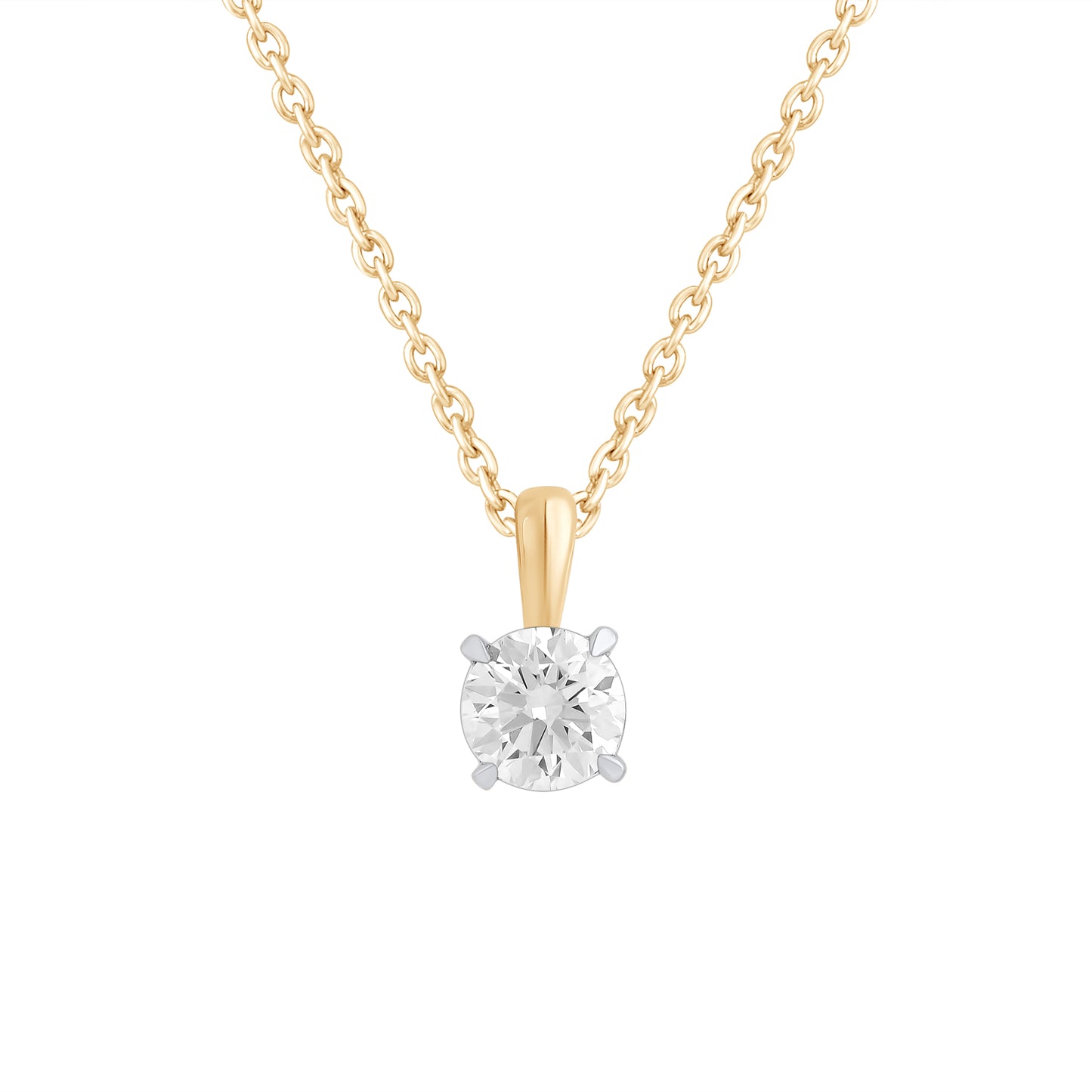 0.5 to 1 Ct Round Cut Lab Grown Diamond Solitaire Pendant Necklace in 14K Gold