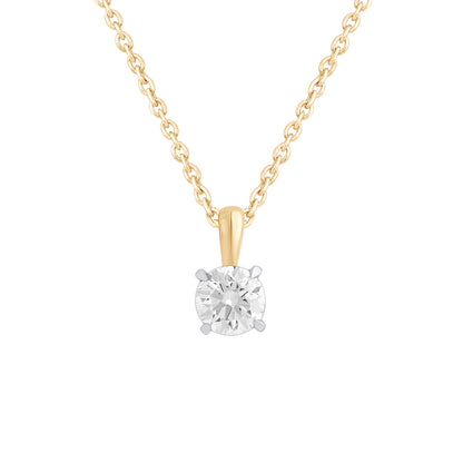 0.5 to 1 Ct Round Cut Lab Grown Diamond Solitaire Pendant Necklace in 14K Gold