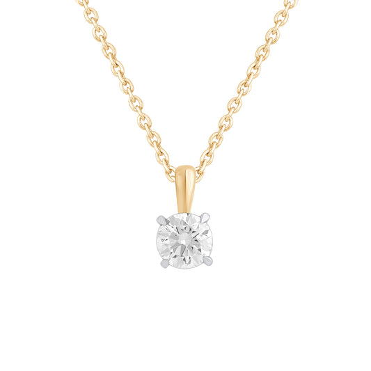 0.5 to 1 Ct Round Cut Lab Grown Diamond Solitaire Pendant Necklace in 14K Gold