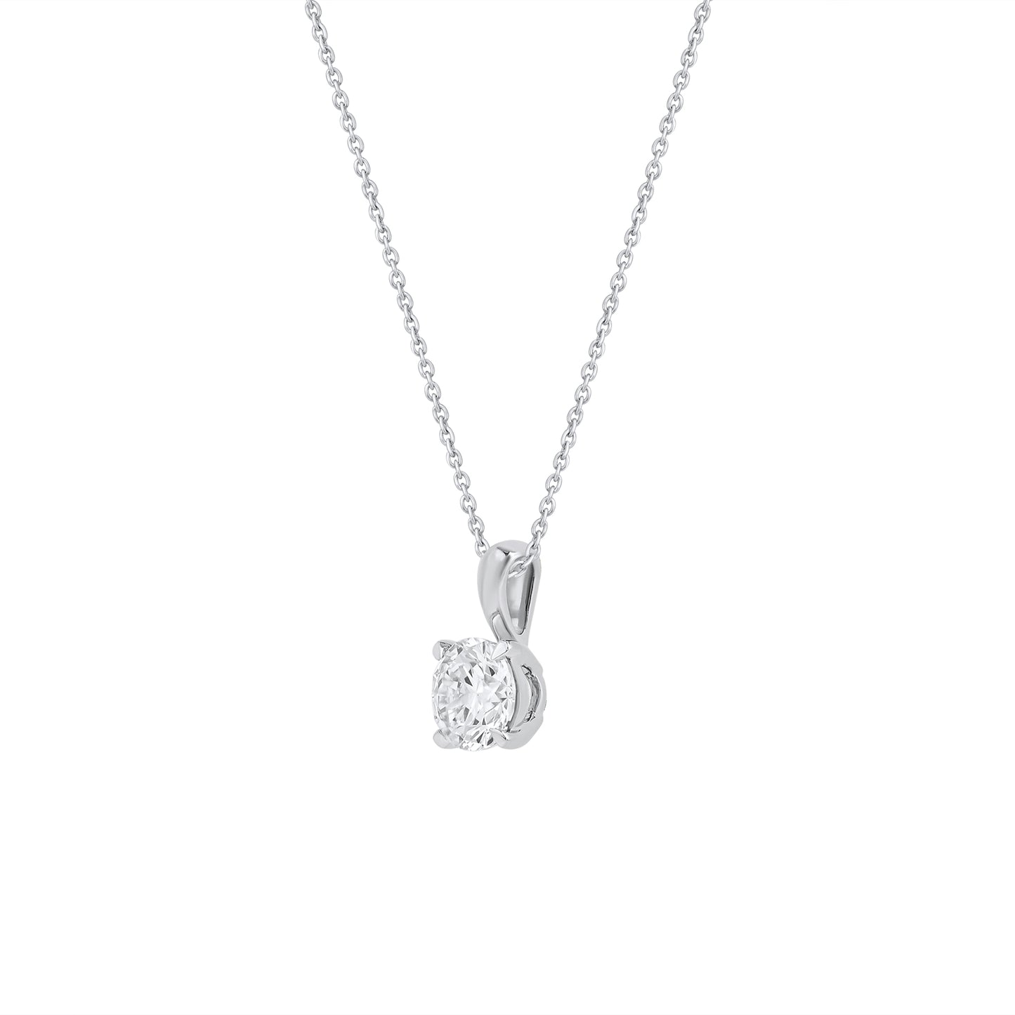 0.5 to 1 Ct Round Cut Lab Grown Diamond Solitaire Pendant Necklace in 14K Gold