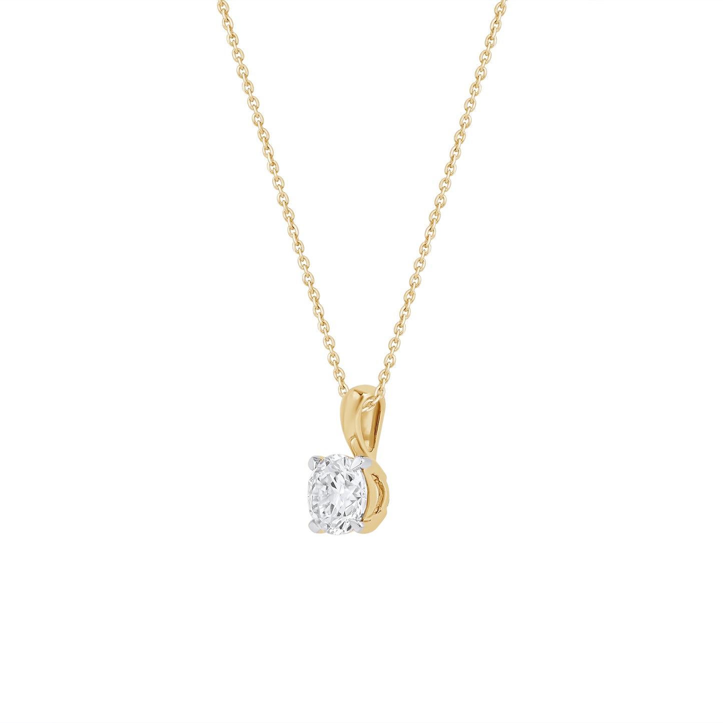 0.5 to 1 Ct Round Cut Lab Grown Diamond Solitaire Pendant Necklace in 14K Gold