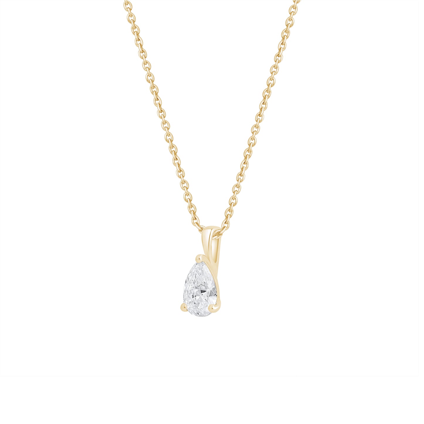 14k Gold 1-0.50 Ct Pear Cut Solitaire Pendant Necklace