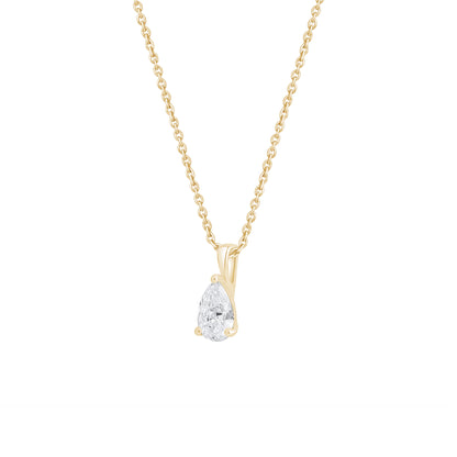 14k Gold 1-0.50 Ct Pear Cut Solitaire Pendant Necklace
