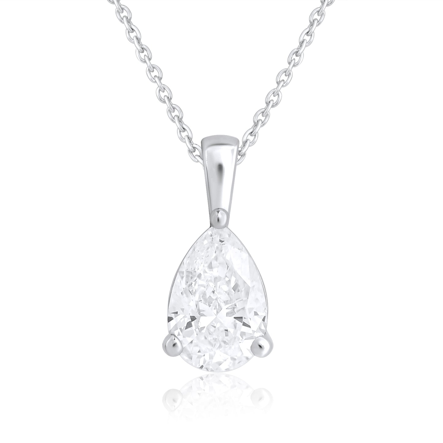 14k Gold 1-0.50 Ct Pear Cut Solitaire Pendant Necklace