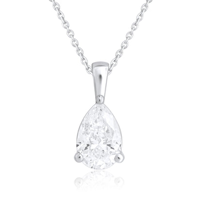 14k Gold 1-0.50 Ct Pear Cut Solitaire Pendant Necklace