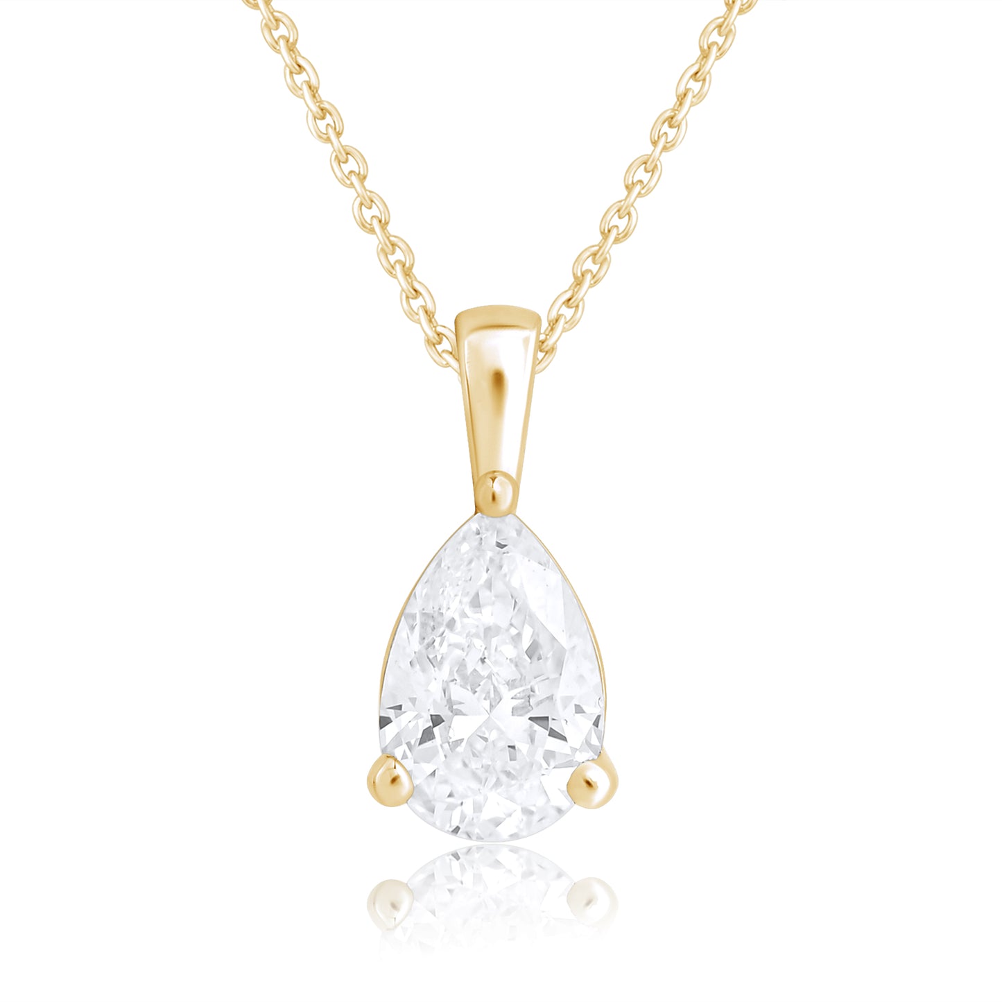 14k Gold 1-0.50 Ct Pear Cut Solitaire Pendant Necklace