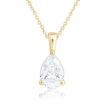 14k Gold 1-0.50 Ct Pear Cut Solitaire Pendant Necklace