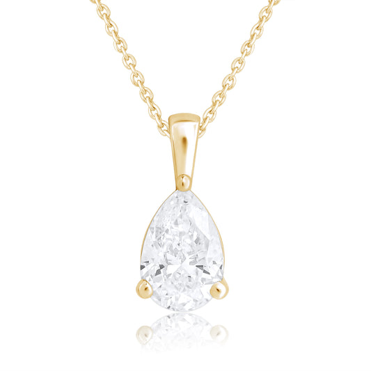 14k Gold 1-0.50 Ct Pear Cut Solitaire Pendant Necklace