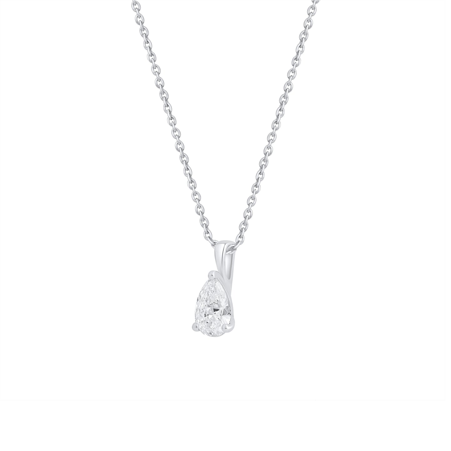 14k Gold 1-0.50 Ct Pear Cut Solitaire Pendant Necklace