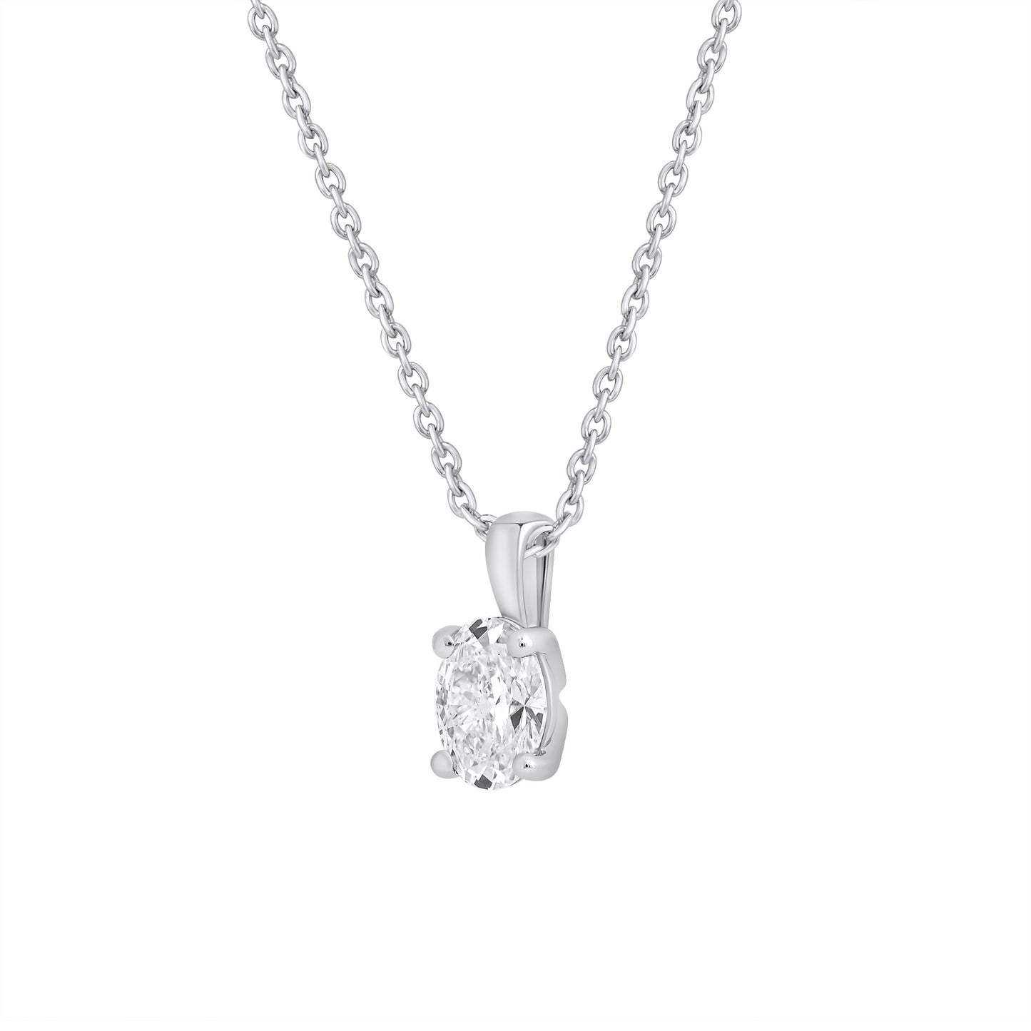 14k Gold 1-0.50 Ct Oval Cut Solitaire Pendant Necklace