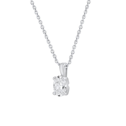 14k Gold 1-0.50 Ct Oval Cut Solitaire Pendant Necklace