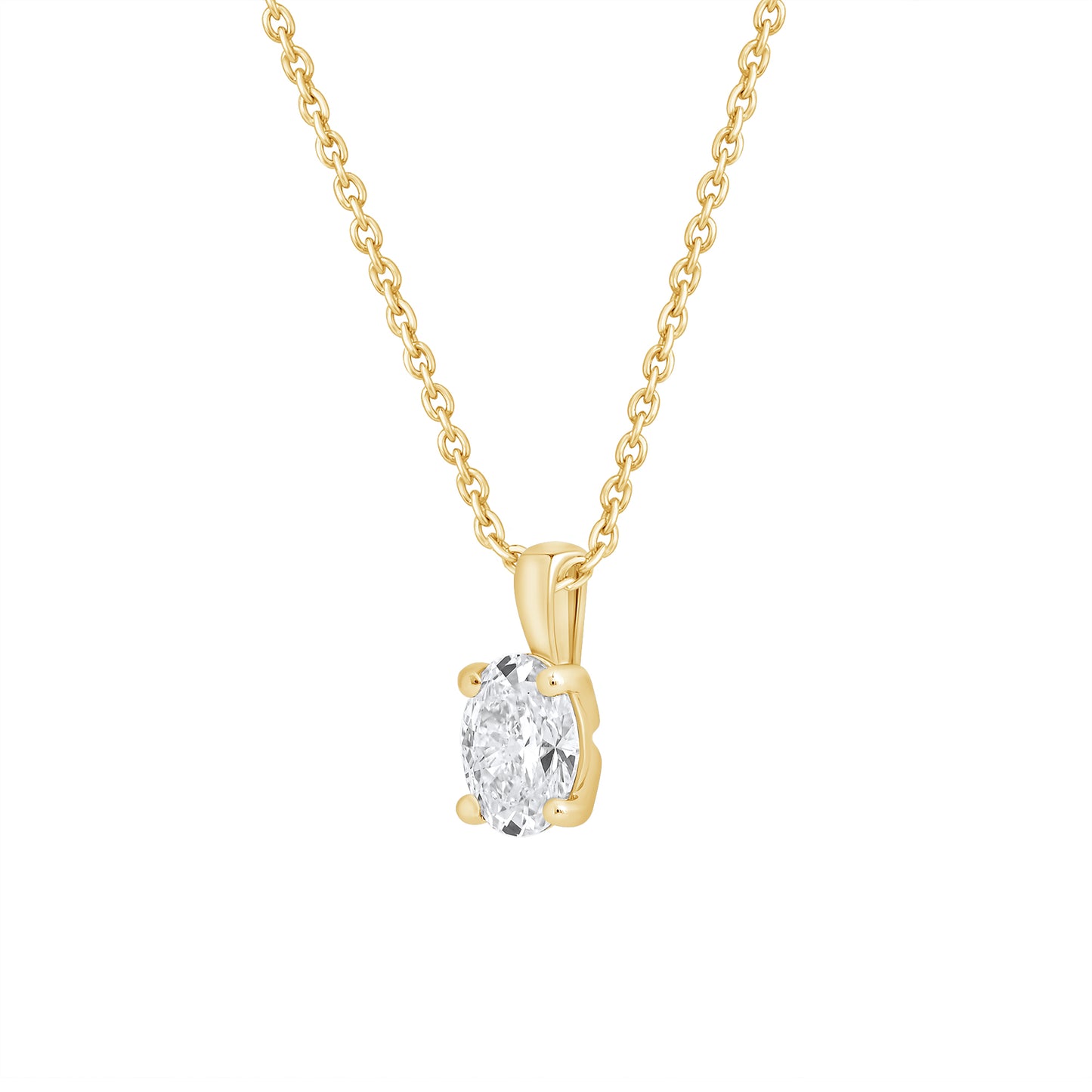 14k Gold 1-0.50 Ct Oval Cut Solitaire Pendant Necklace