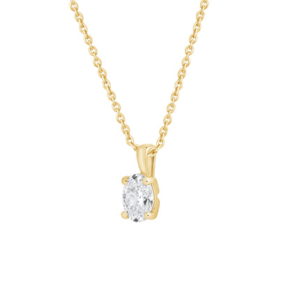 14k Gold 1-0.50 Ct Oval Cut Solitaire Pendant Necklace