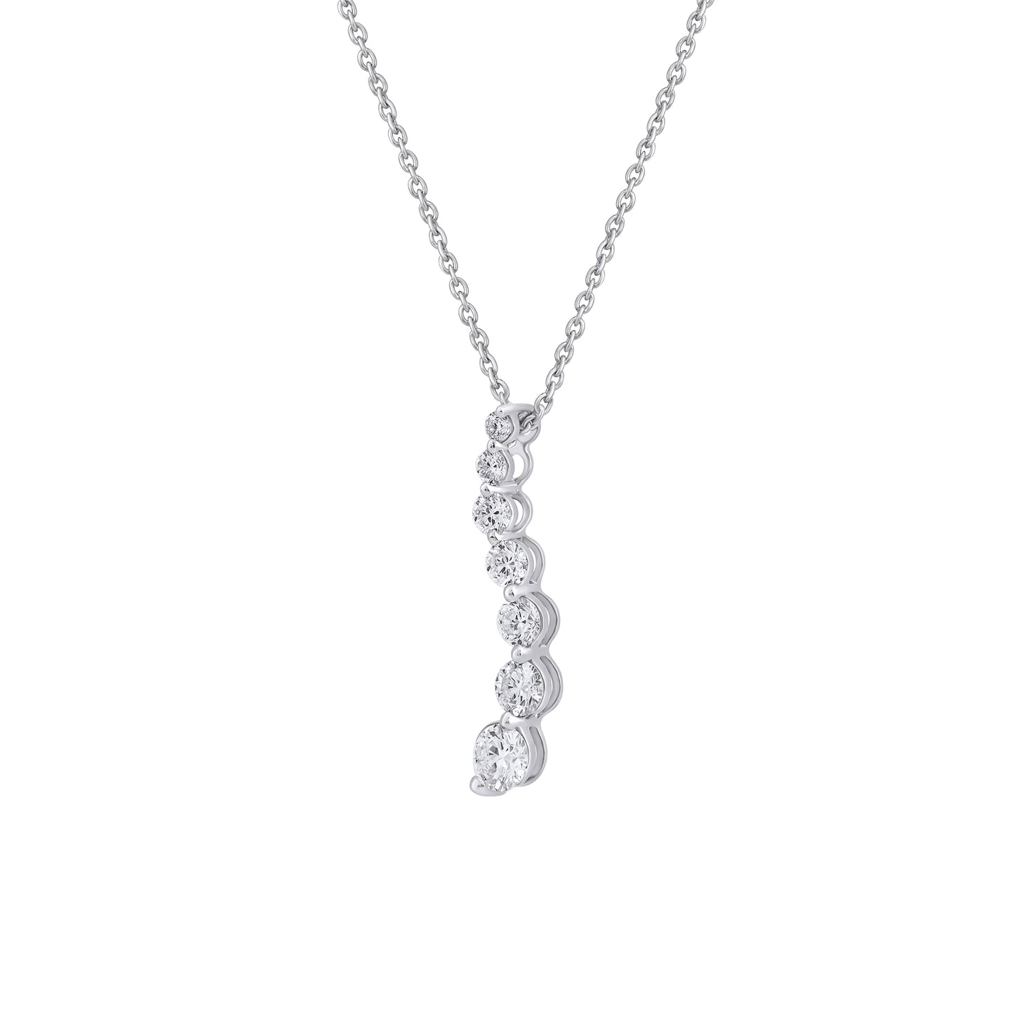 0.75 Ct Diamond 925 Silver 7 Stone Journey Pendant Necklace