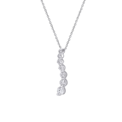 0.75 Ct Diamond 925 Silver 7 Stone Journey Pendant Necklace