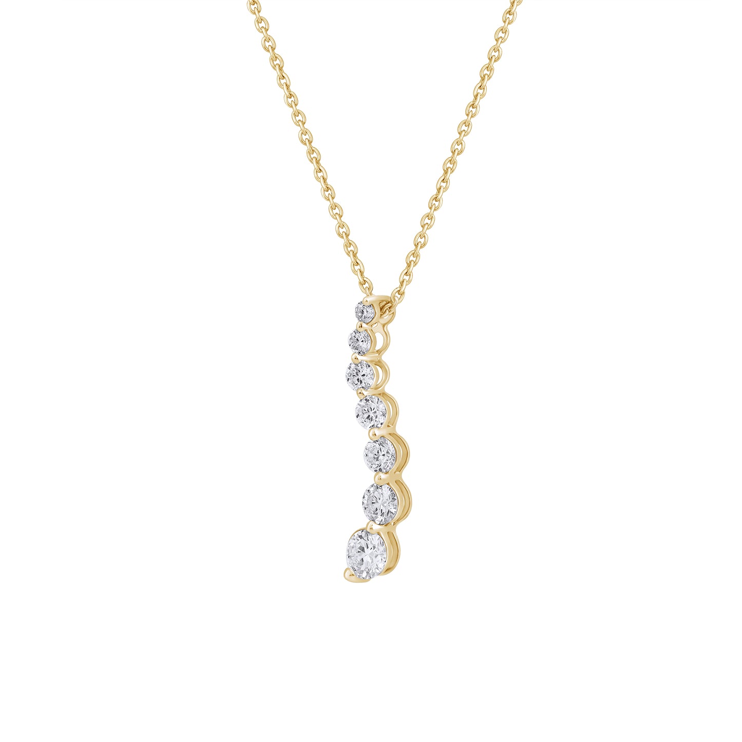 0.75 Ct Diamond 925 Silver 7 Stone Journey Pendant Necklace