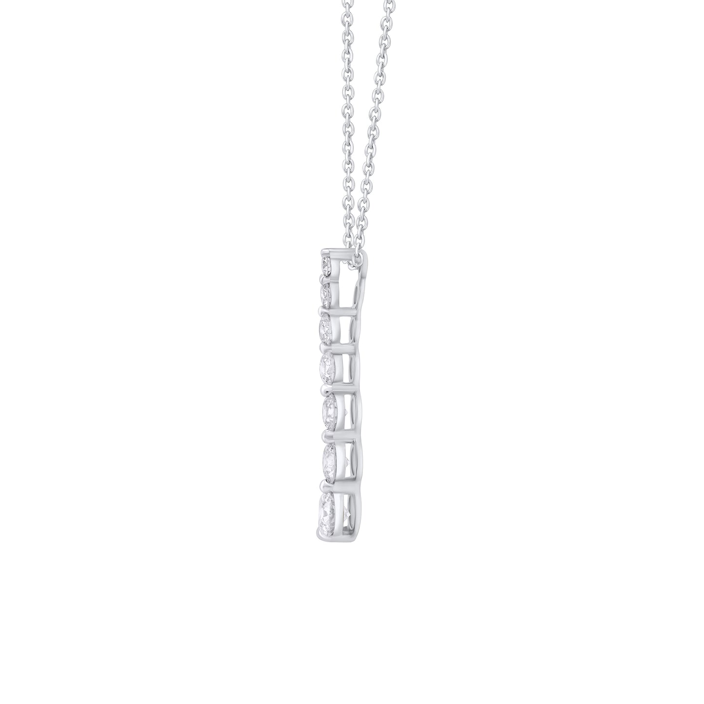 0.75 Ct Diamond 925 Silver 7 Stone Journey Pendant Necklace