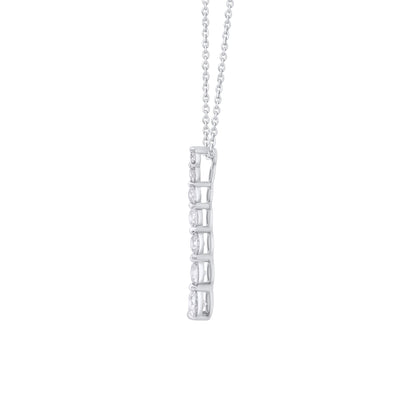 0.75 Ct Diamond 925 Silver 7 Stone Journey Pendant Necklace
