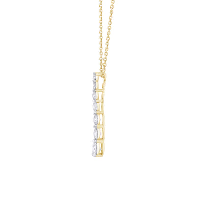 0.75 Ct Diamond 925 Silver 7 Stone Journey Pendant Necklace