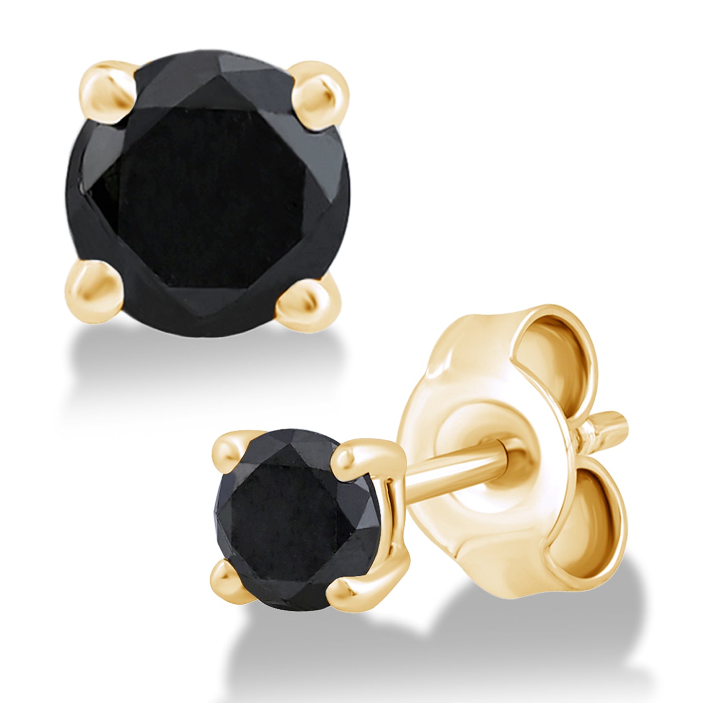 Solitaire Black Diamond Stud Earrings
