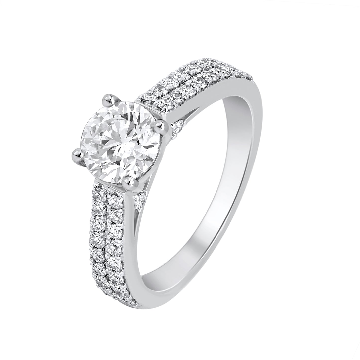 1.45 CT 925 Sterling Silver Solitaire with Accent Women's Engagement Ring