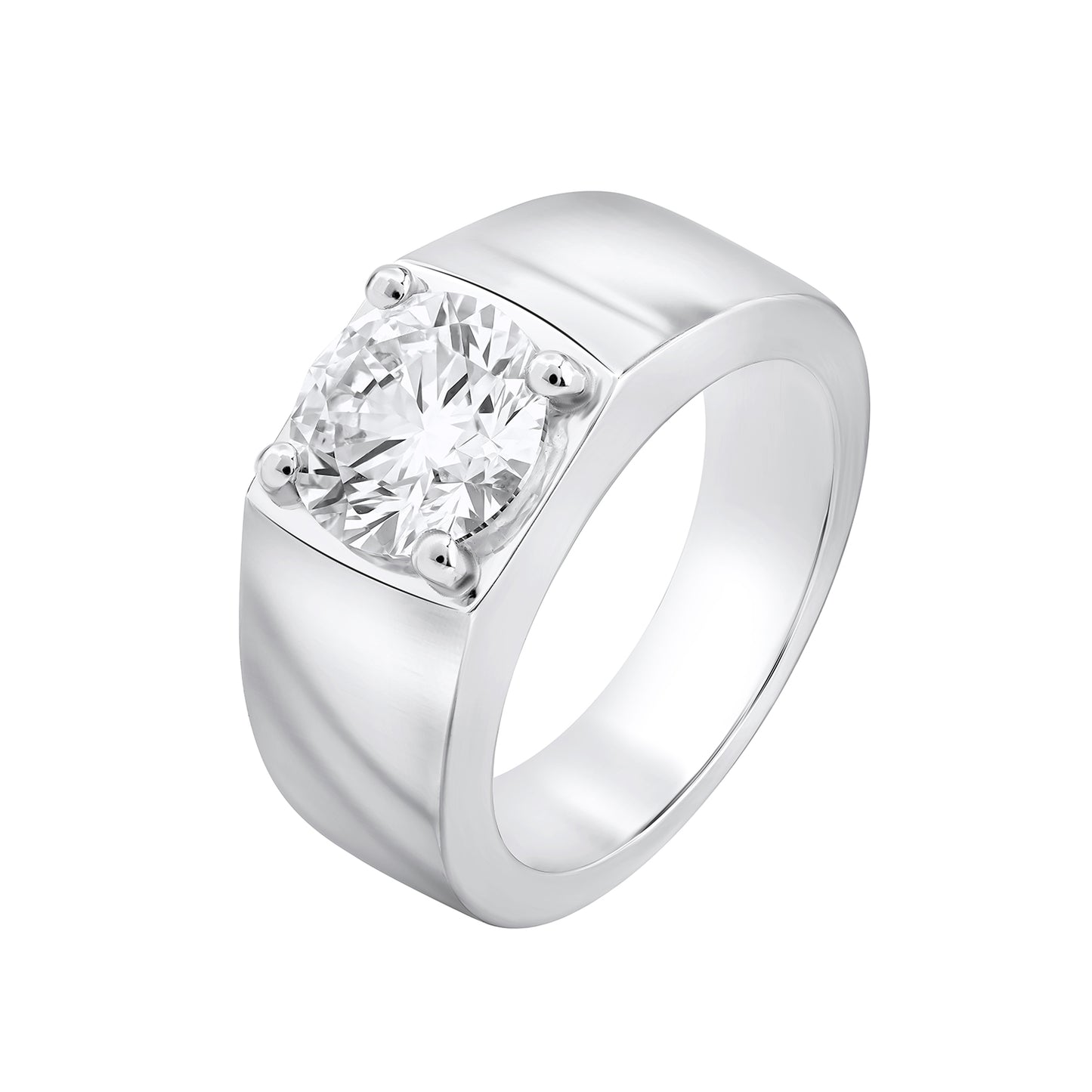Men’s 925 Sterling Silver Solitaire Diamond Wedding Band Ring – 3.50 CT