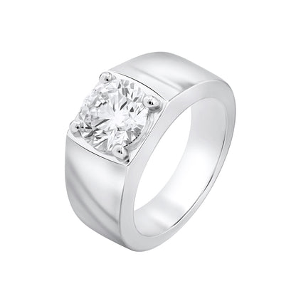Men’s 925 Sterling Silver Solitaire Diamond Wedding Band Ring – 3.50 CT
