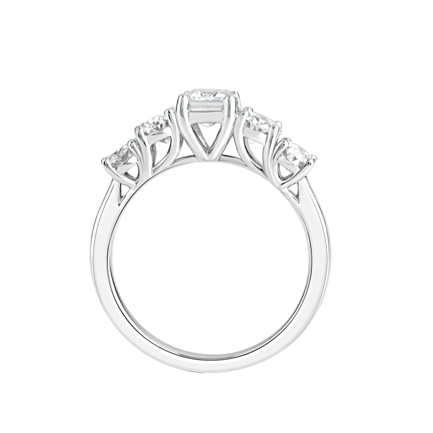 2.5 CT 925 Sterling Silver Women's 5 Stone Engagement Ring - Dewberry Diamonds