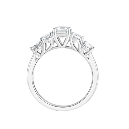 2.5 CT 925 Sterling Silver Women's 5 Stone Engagement Ring - Dewberry Diamonds