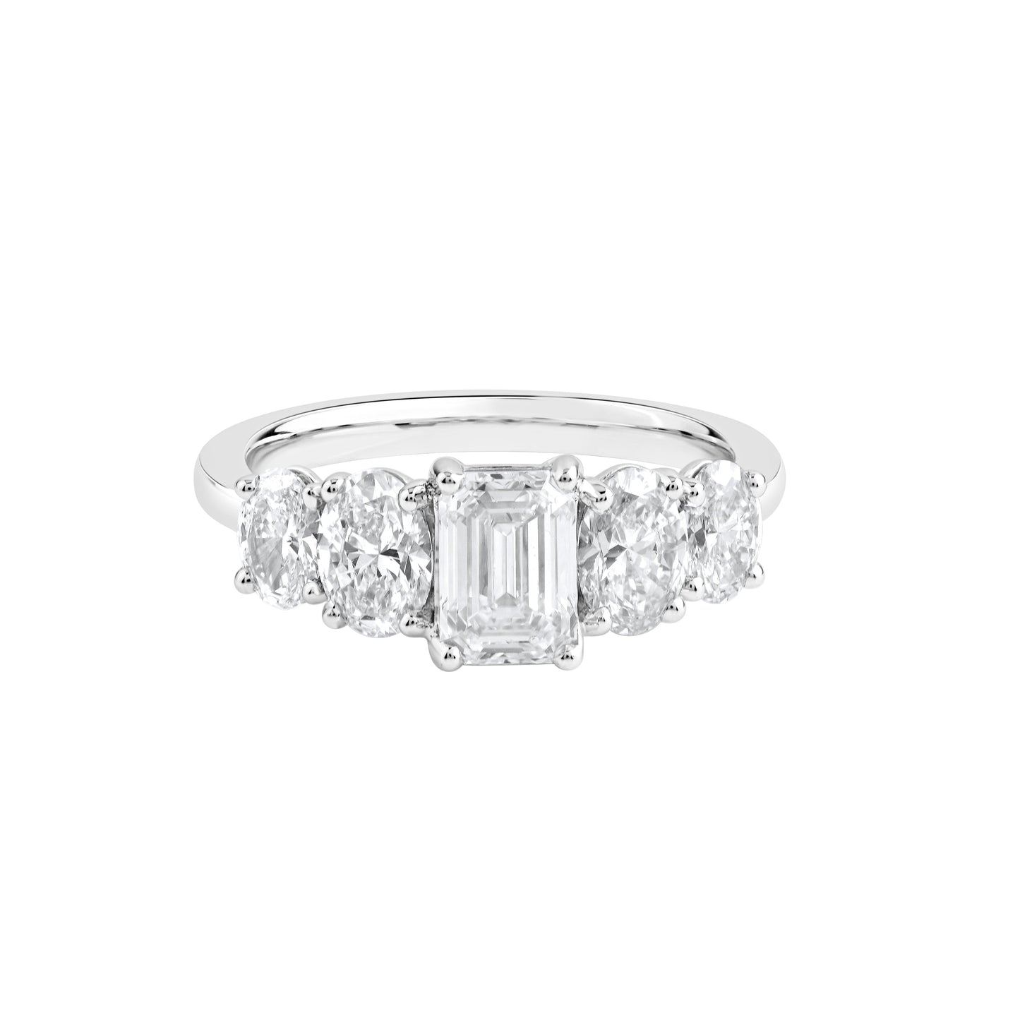 2.5 CT 925 Sterling Silver Women's 5 Stone Engagement Ring - Dewberry Diamonds