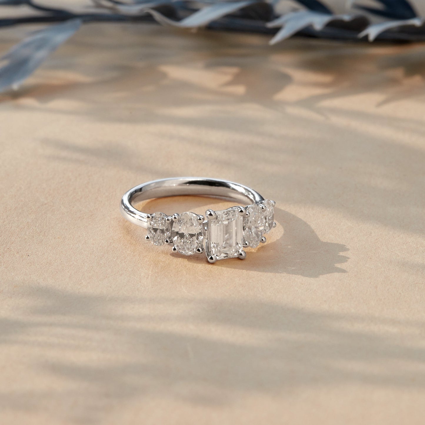 2.5 CT 925 Sterling Silver Women's 5 Stone Engagement Ring - Dewberry Diamonds