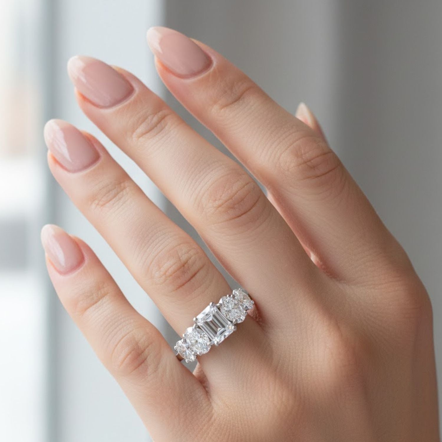 2.5 CT 925 Sterling Silver Women's 5 Stone Engagement Ring - Dewberry Diamonds