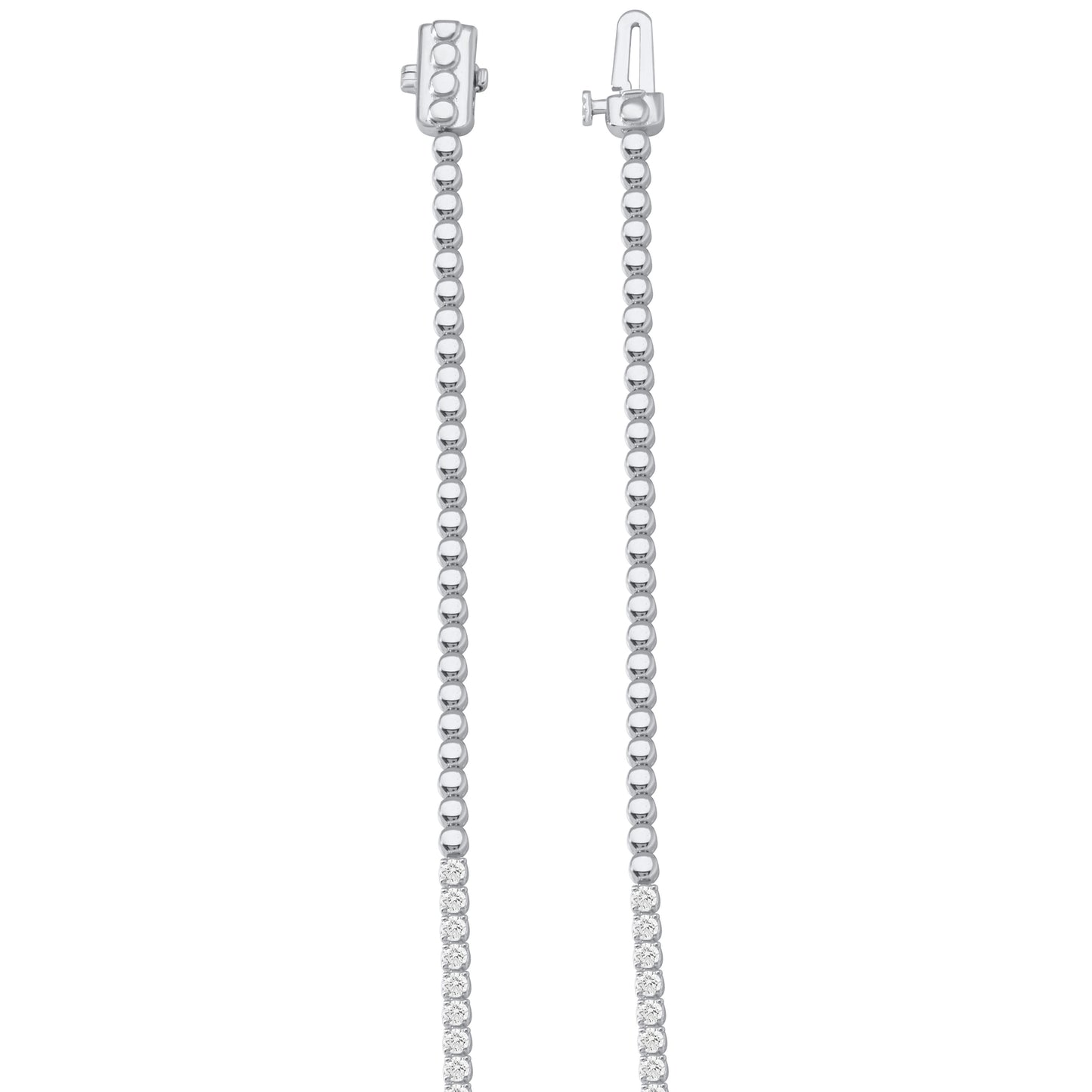 14K White Gold Round Cut Diamond Tennis Necklace