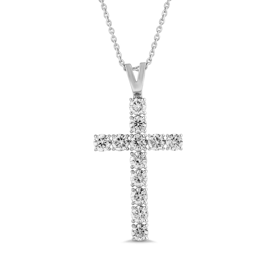 3 Ct Diamond Cross Pendant Necklace 925 Silver - Dewberry Diamonds